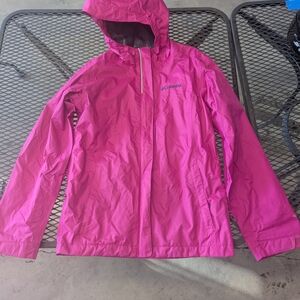 Columbia Girls Large Pink Omni-Tech Waterproof Breathable Rain Wind Jacket - Med